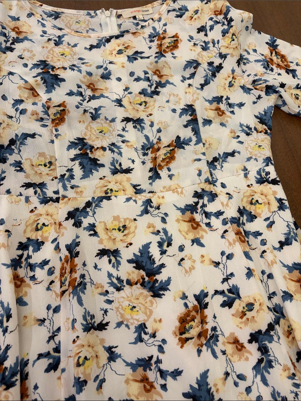 orange creek Cream Maxi Dress with Blue and Brown Floral Print - Picture 6 of 8